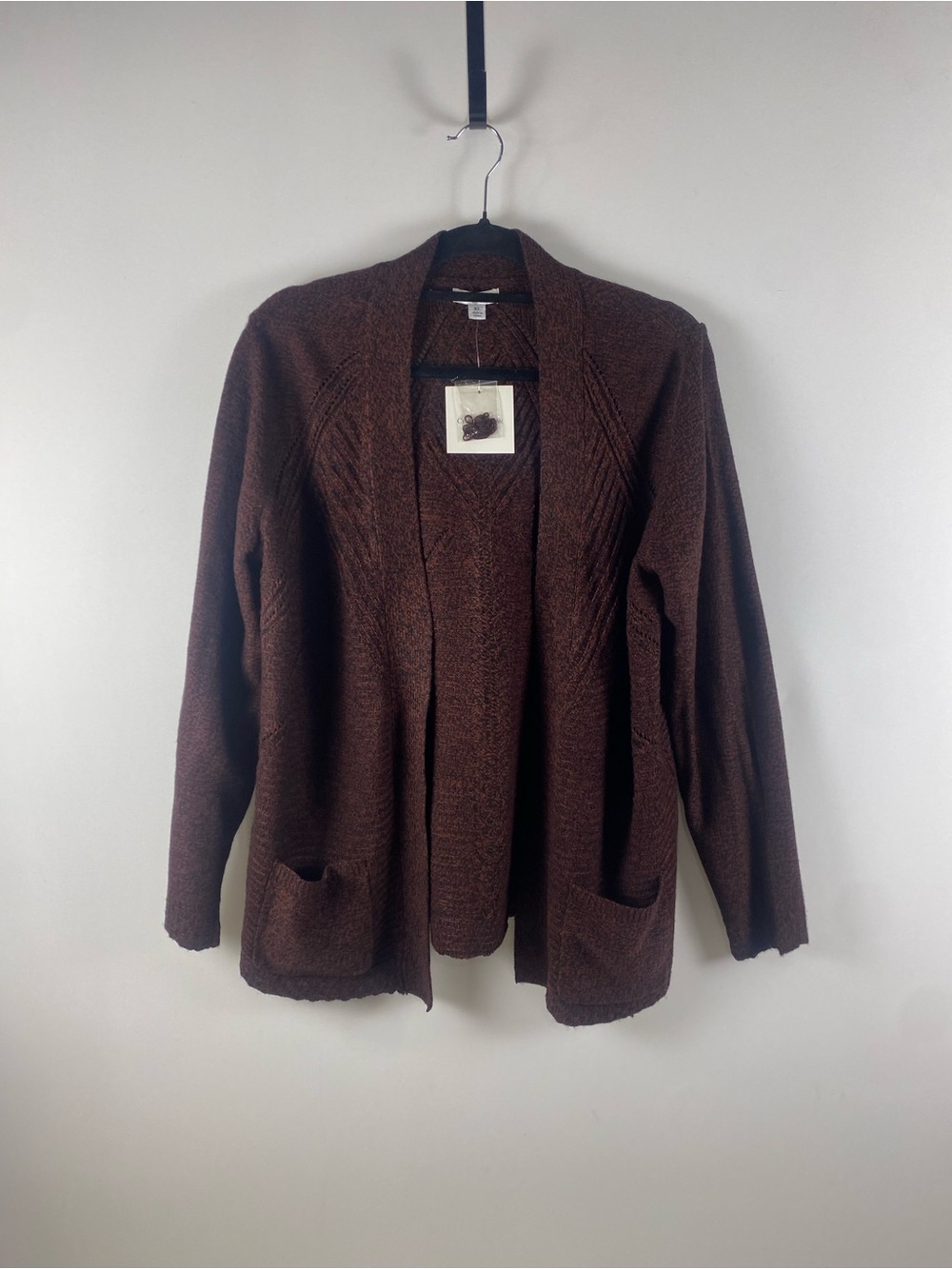NWT Croft & Barrow Open-Front Textured Knit Burgundy Cardigan Sweater Size XL